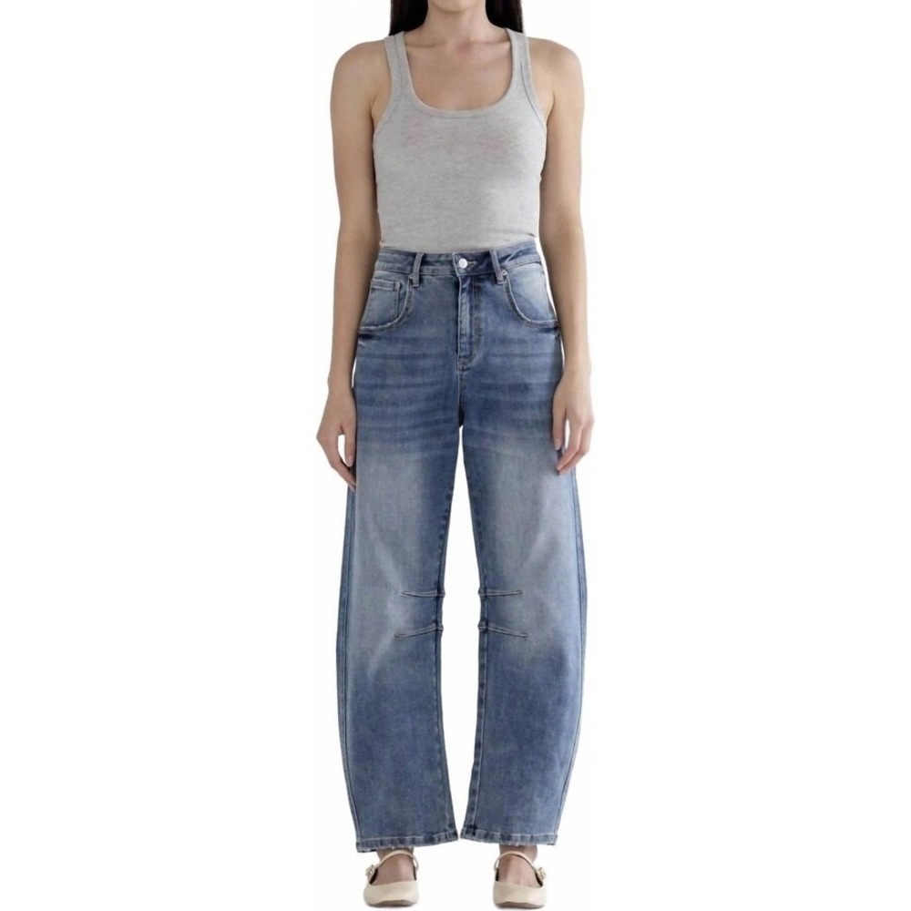 NWT Mica Denim Los Angeles Super High Barrel Leg Jeans Women's Size 29 Wide NEW